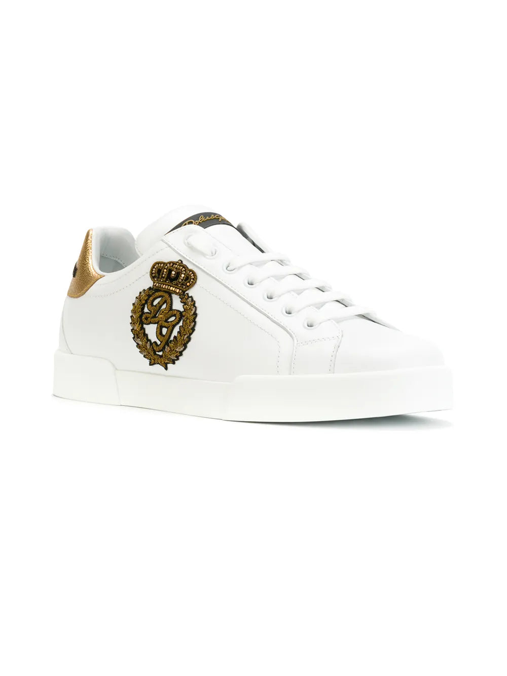 Dolce & Gabbana Portofino Crown-Patch Leather Sneakers