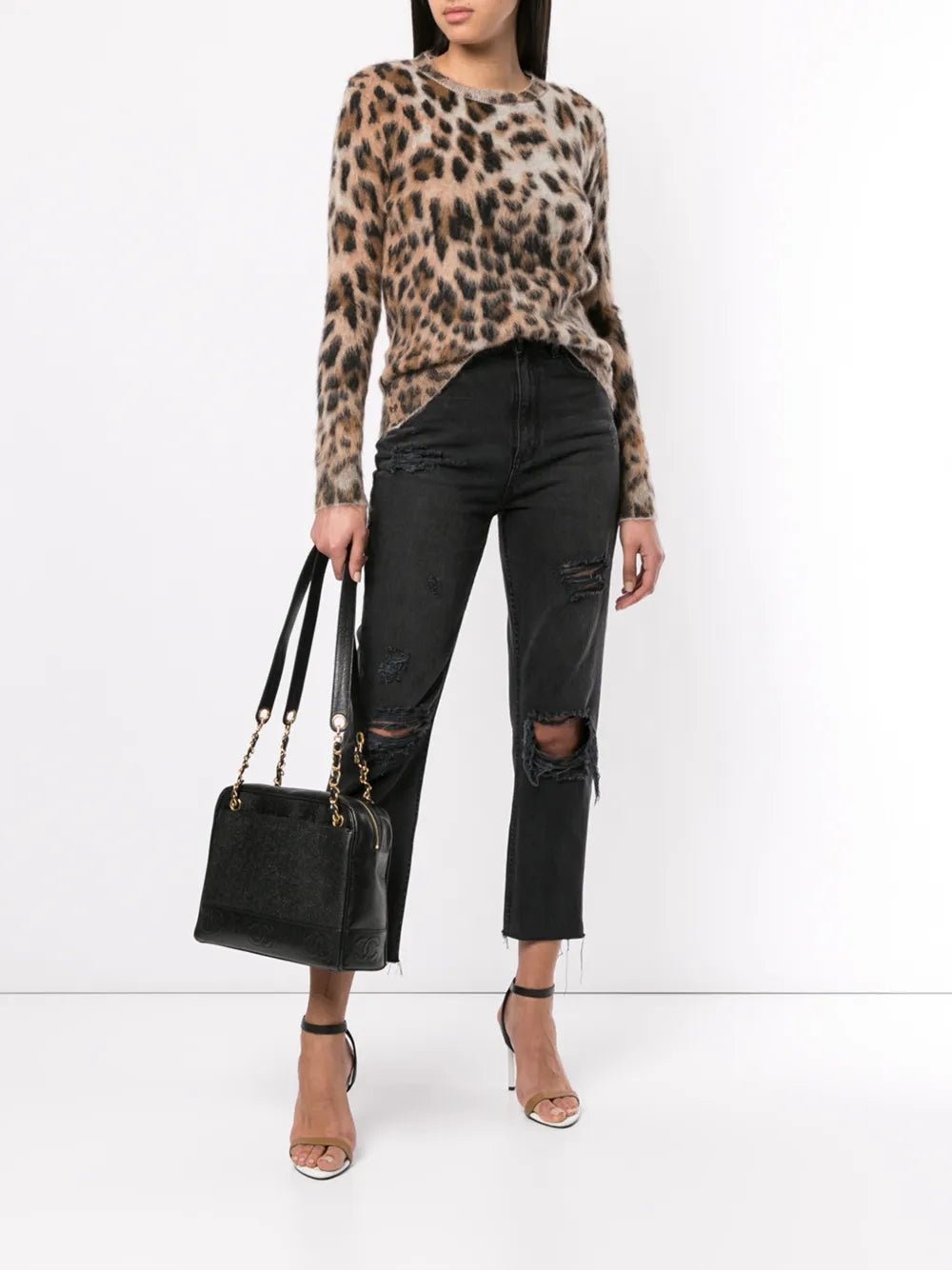 Pre-OwnedCHANEL Pre-OwnedCaviar Skin 8 CC Mark Stitch Tote Bag