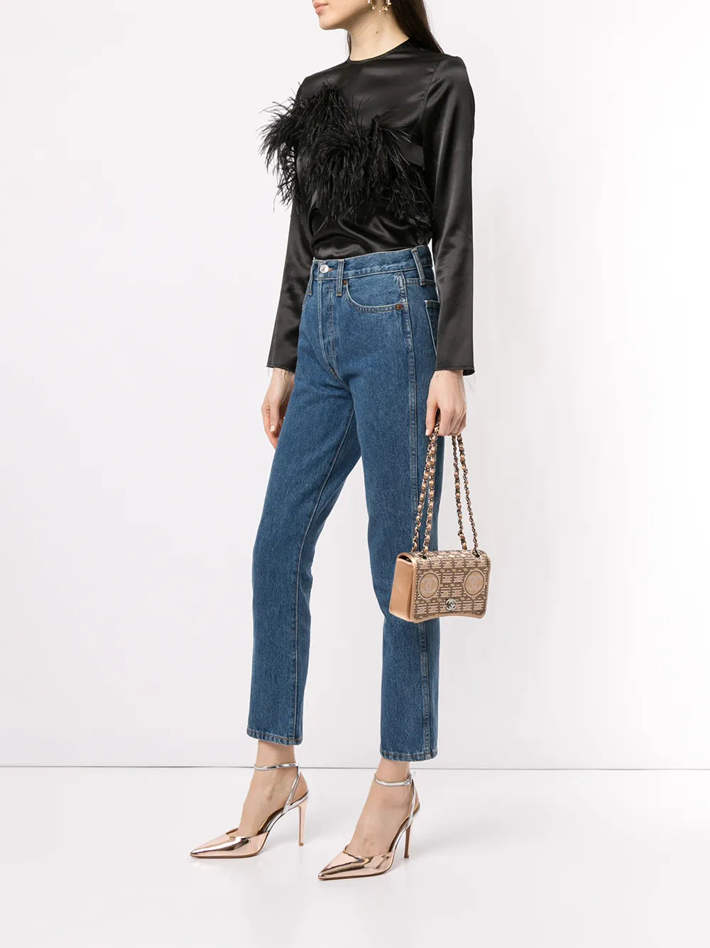 Pre-OwnedCHANEL Pre-Ownedrhinestone chain shoulder bag