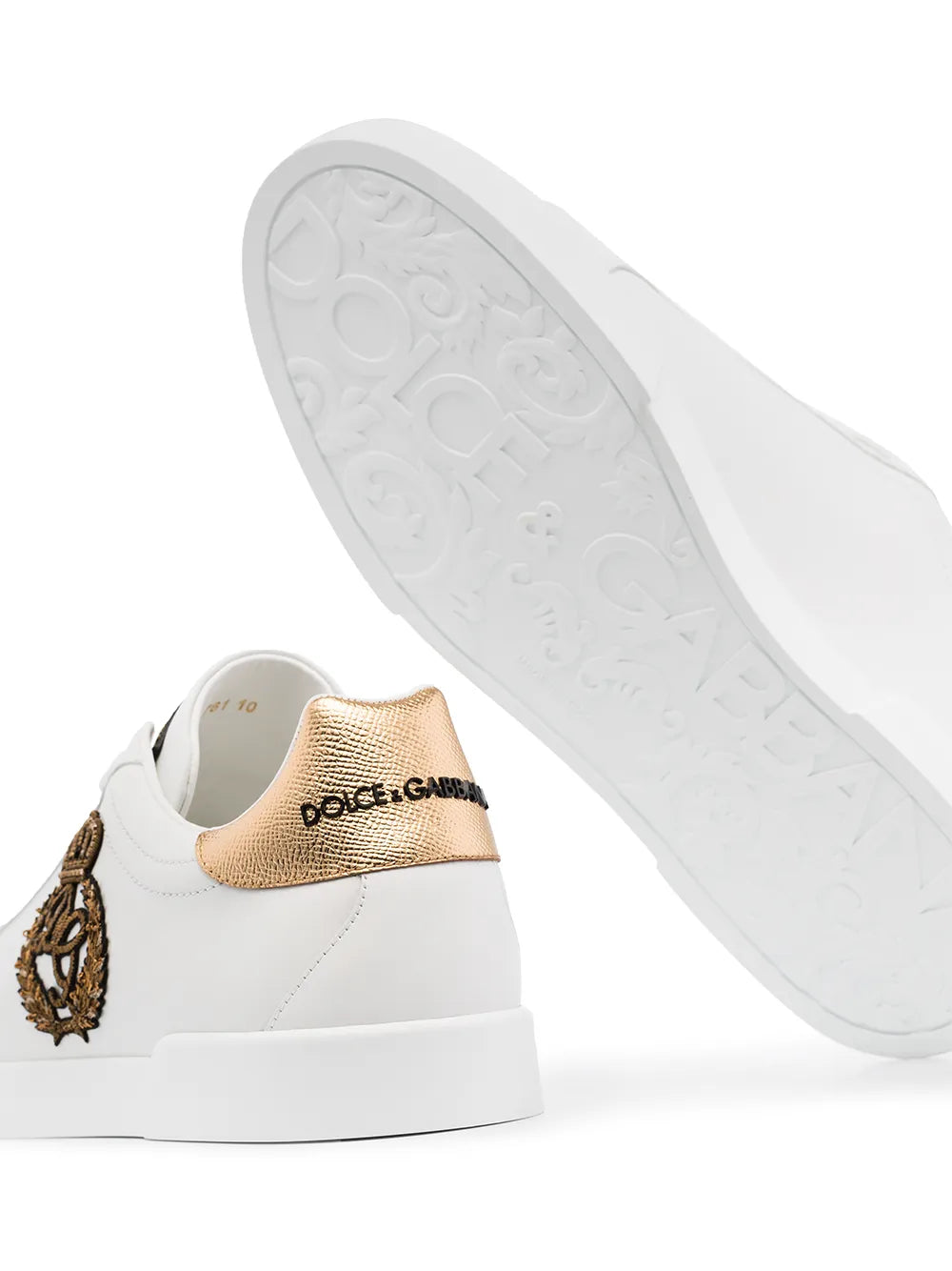 Dolce & Gabbana Portofino Crown-Patch Leather Sneakers