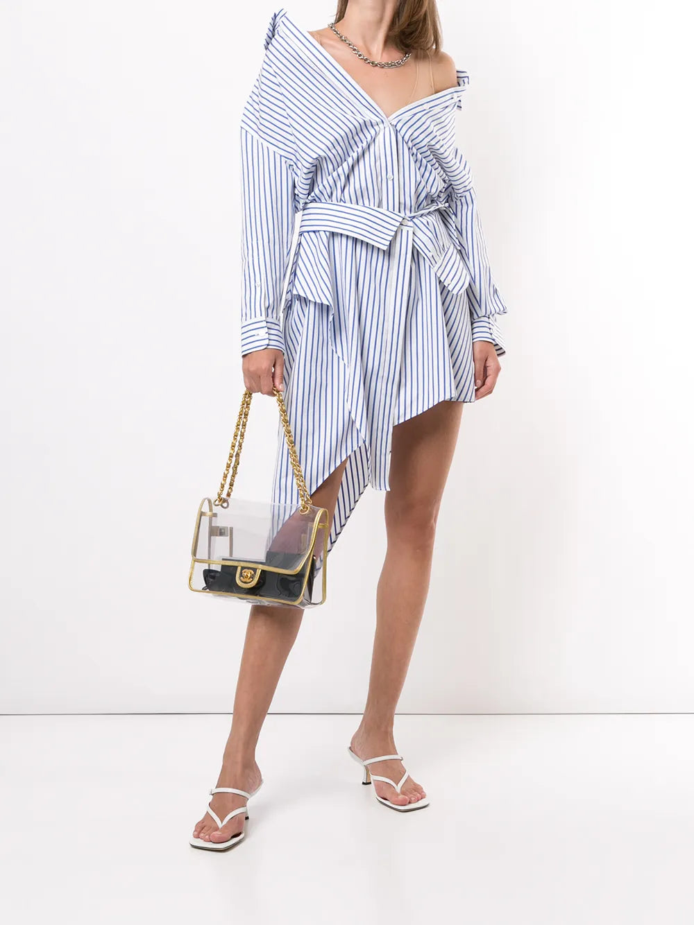 Pre-OwnedCHANEL Pre-Owned2007 clear double chain shoulder bag