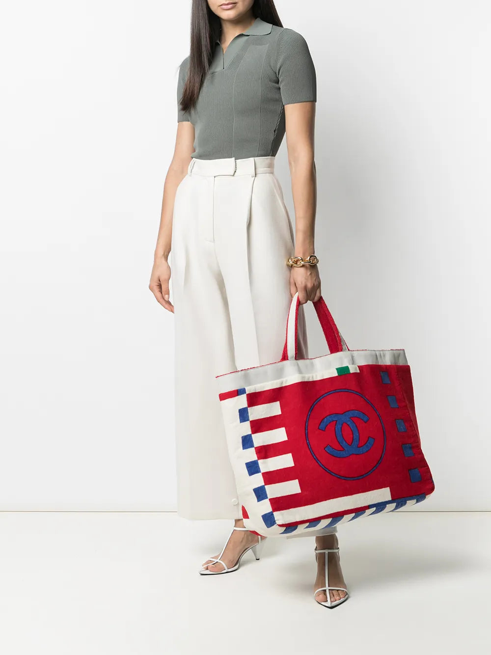Pre-OwnedCHANEL Pre-OwnedCC terry-cloth tote bag