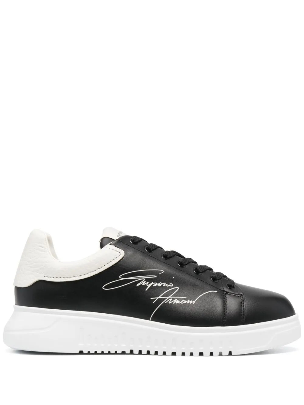 Emporio Armani Signature Logo-Print Leather Sneakers