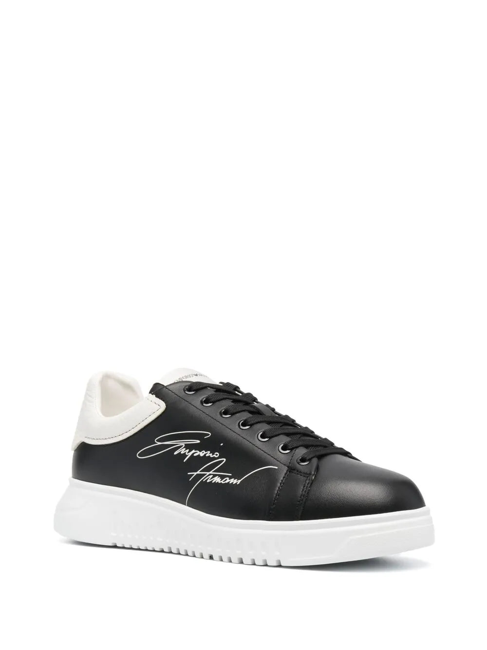 Emporio Armani Signature Logo-Print Leather Sneakers