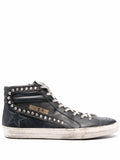 Golden Goose Slide Classic High-Top Distressed Sneakers
