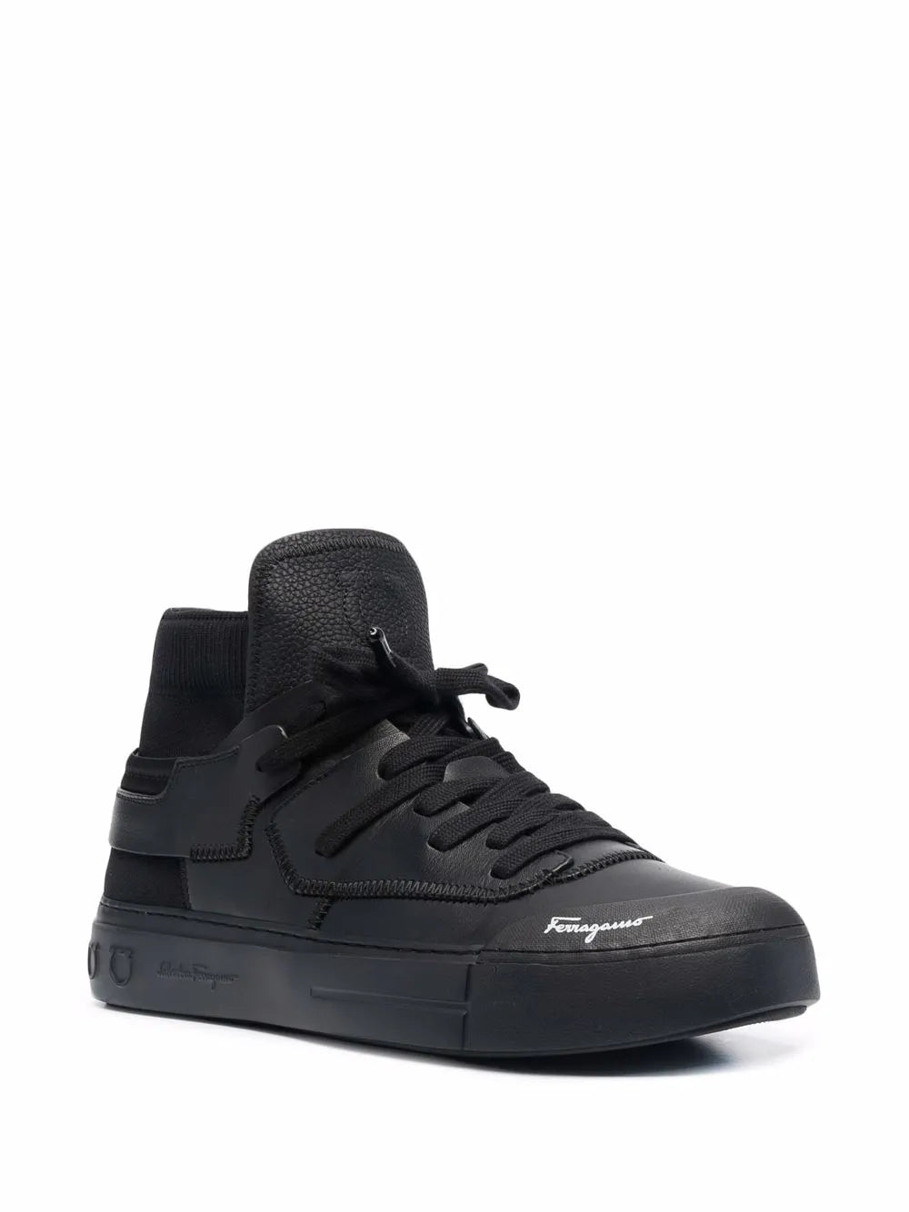 Ferragamo High-Top Leather Sneakers