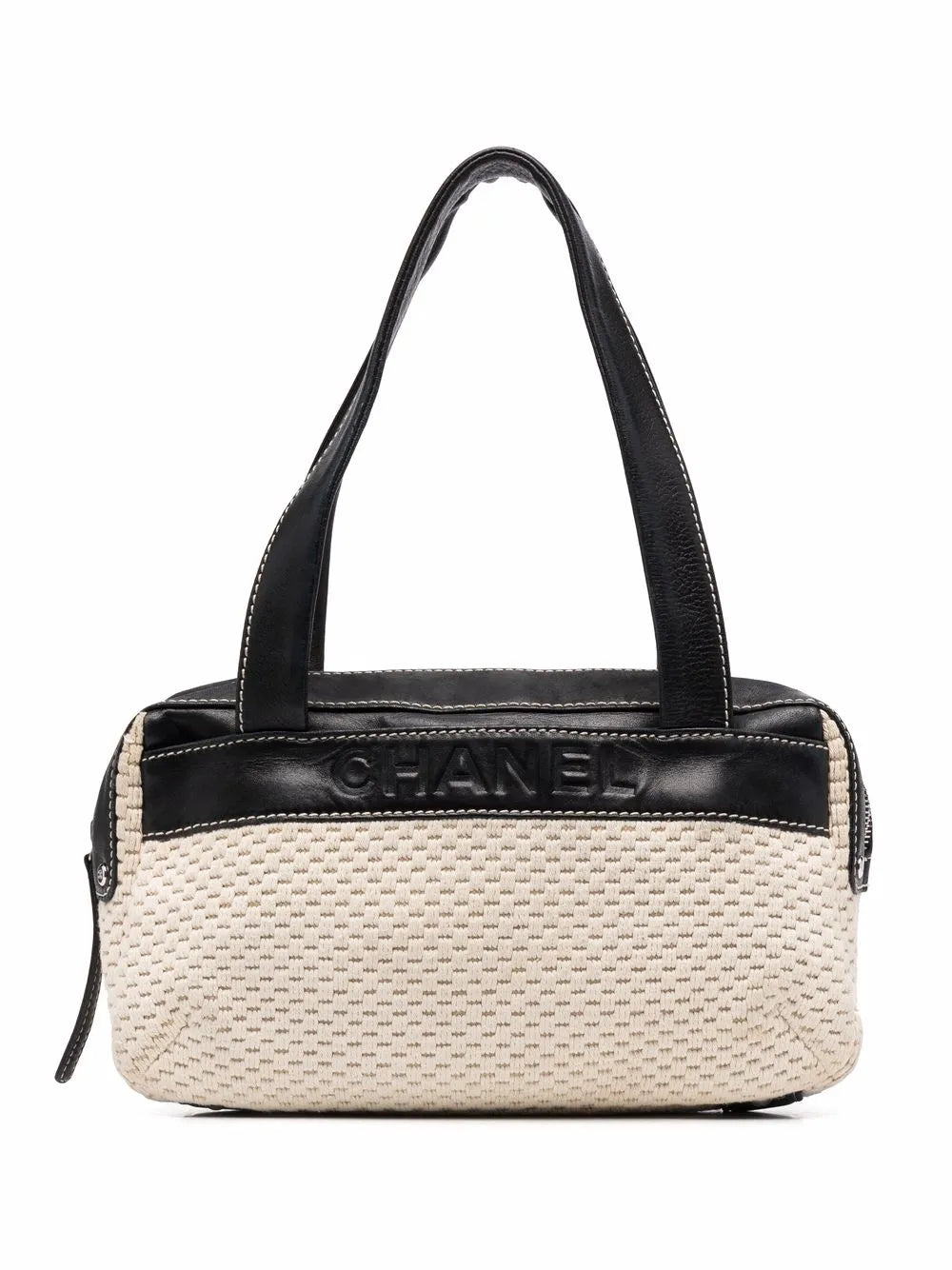 Pre-OwnedCHANEL Pre-Owned2004-2005 knitted debossed-logo shoulder bag
