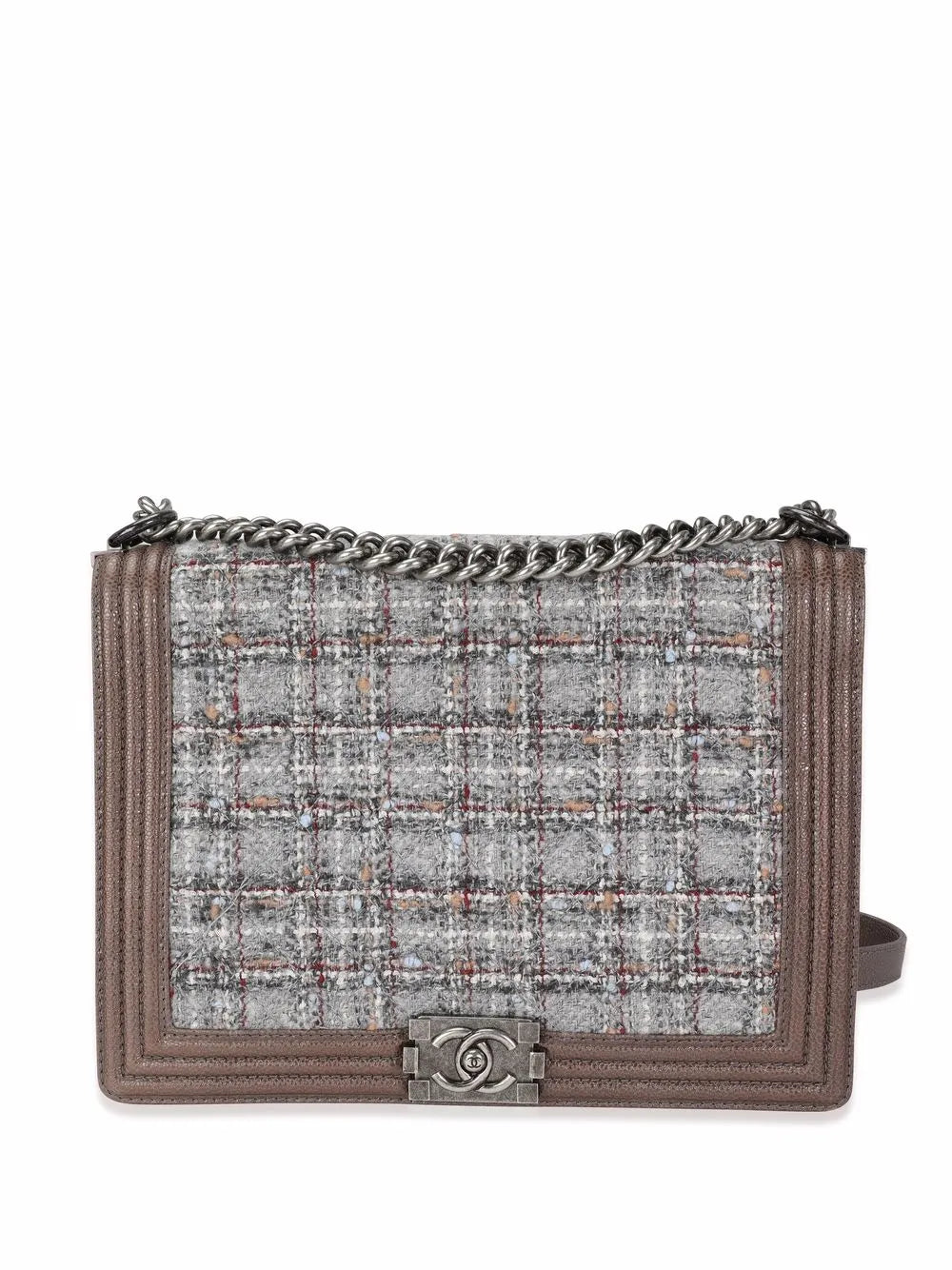 Pre-OwnedCHANEL Pre-Ownedlarge Boy Chanel tweed shoulder bag