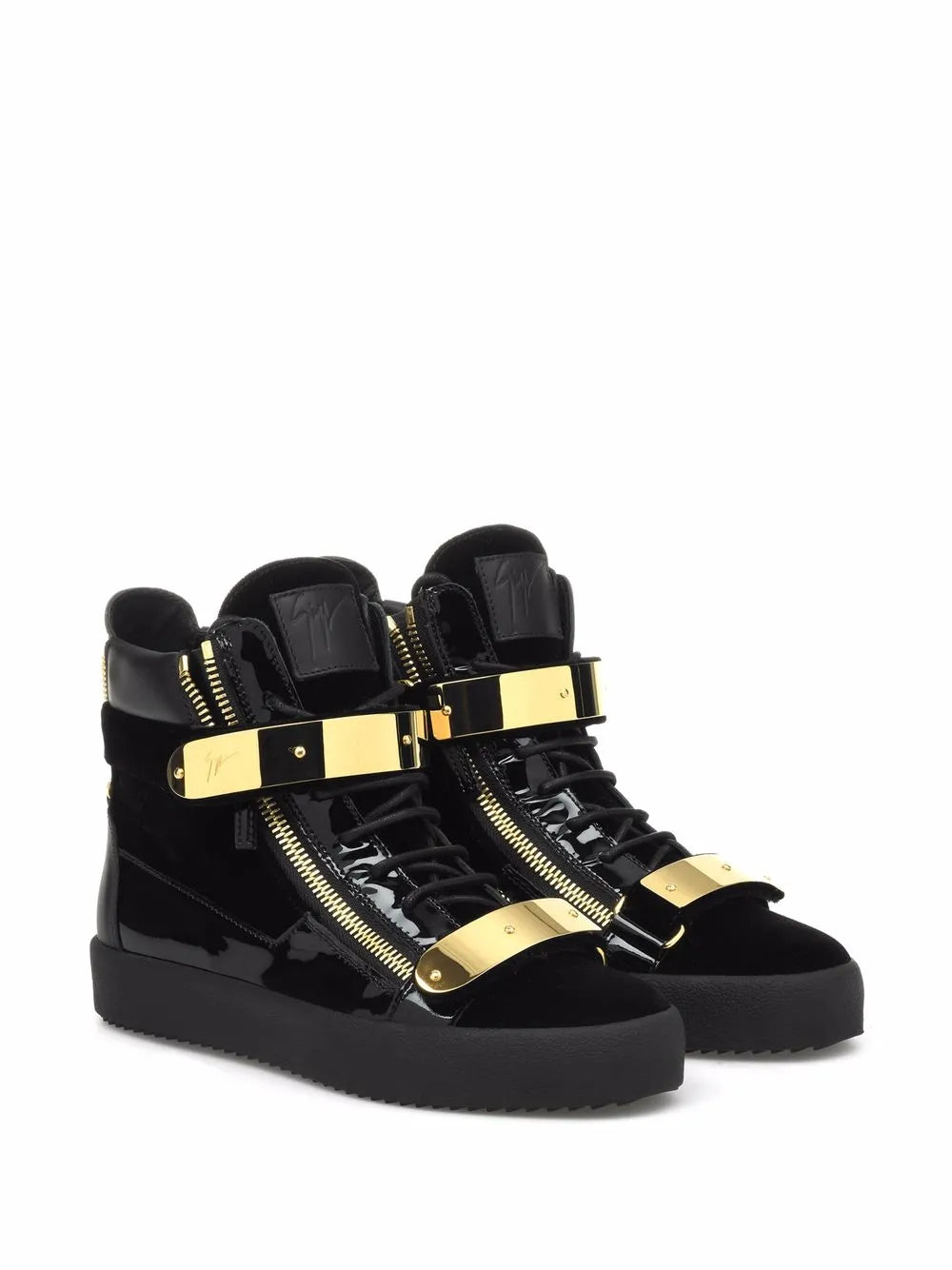 Giuseppe Zanotti Coby Velvet Double-Straps Mid-Top Sneakers