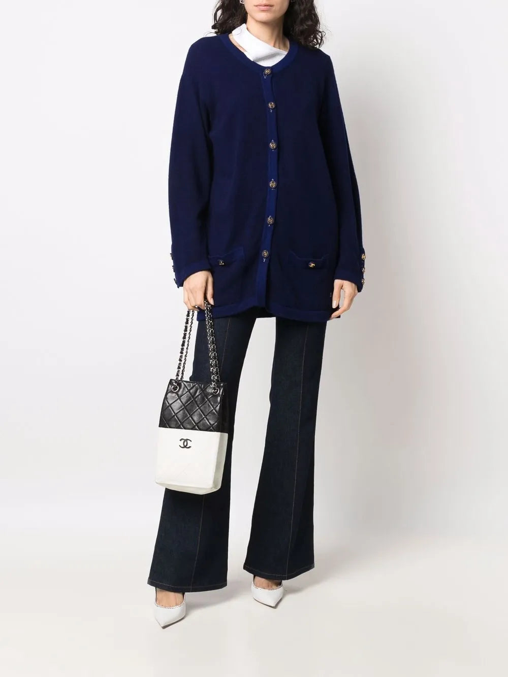 Pre-OwnedCHANEL Pre-Owned2008-2009 bicolour CC logo shoulder bag