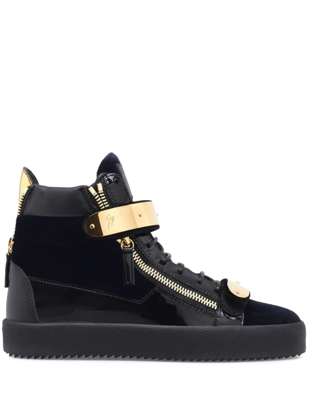 Giuseppe Zanotti Coby Velvet Double-Straps Mid-Top Sneakers