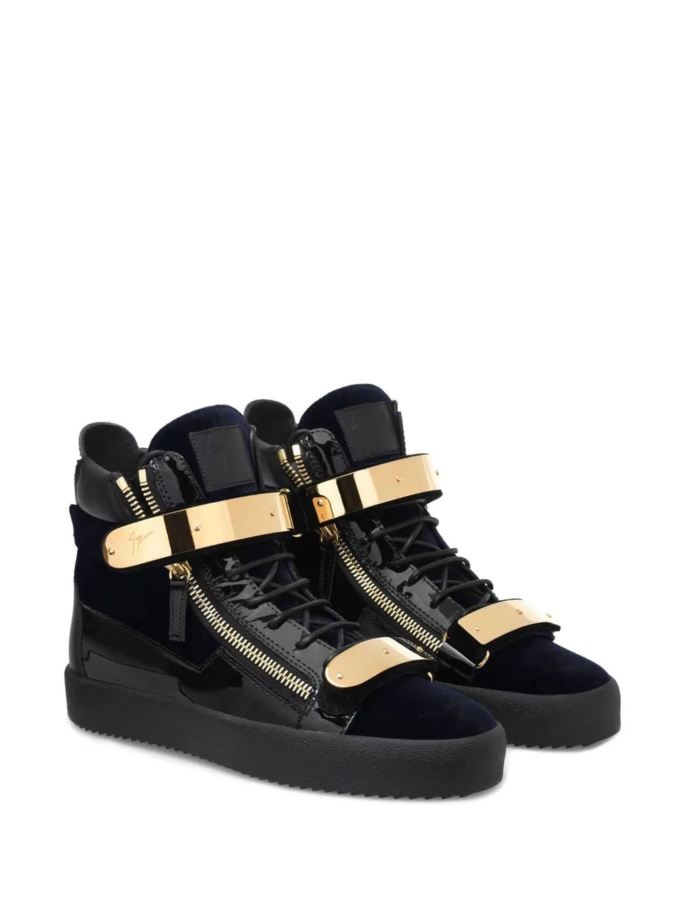 Giuseppe Zanotti Coby Velvet Double-Straps Mid-Top Sneakers