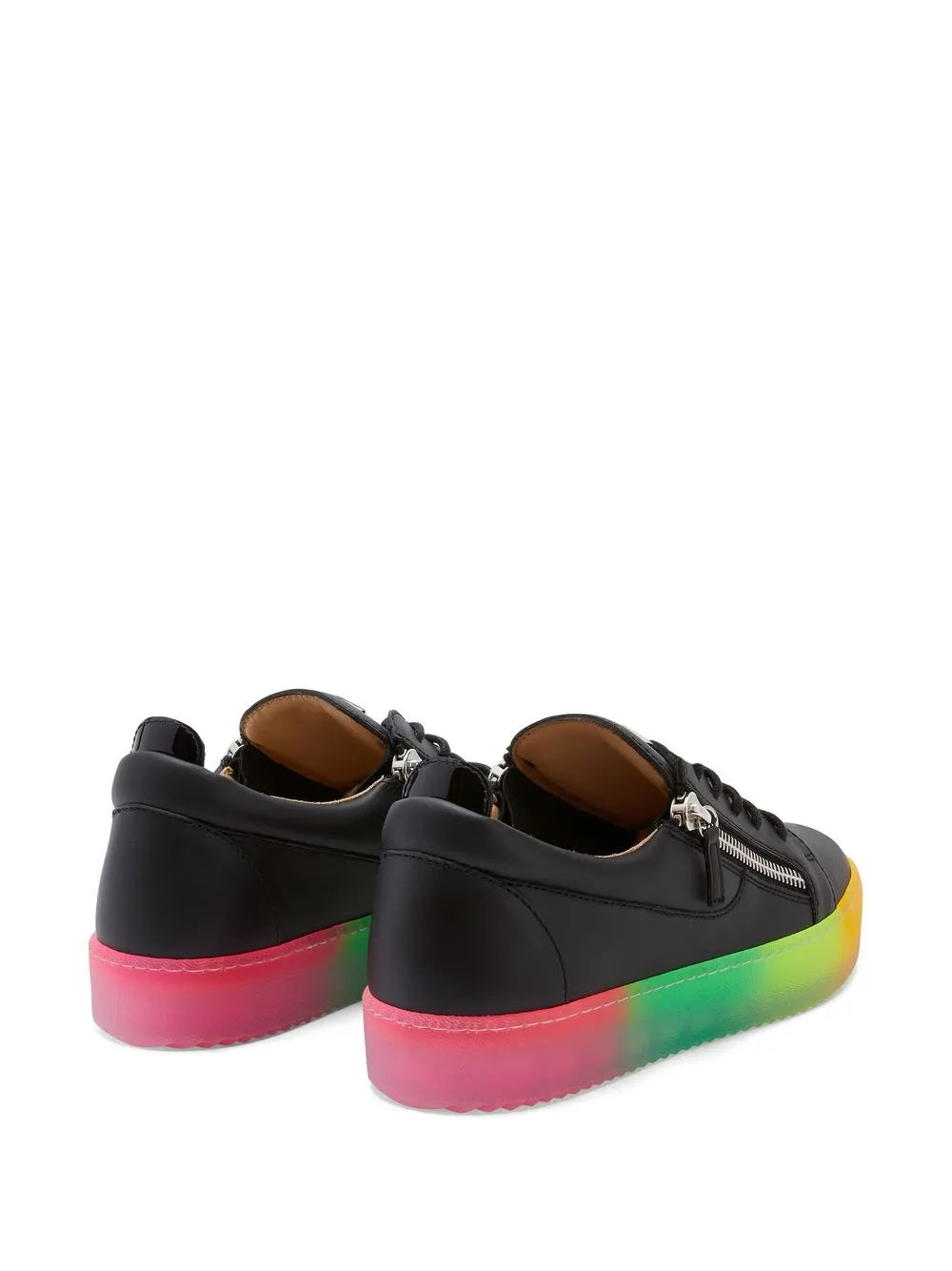 Giuseppe Zanotti Frankie Double-Zip Low-Top Rainbow-Sole Sneakers
