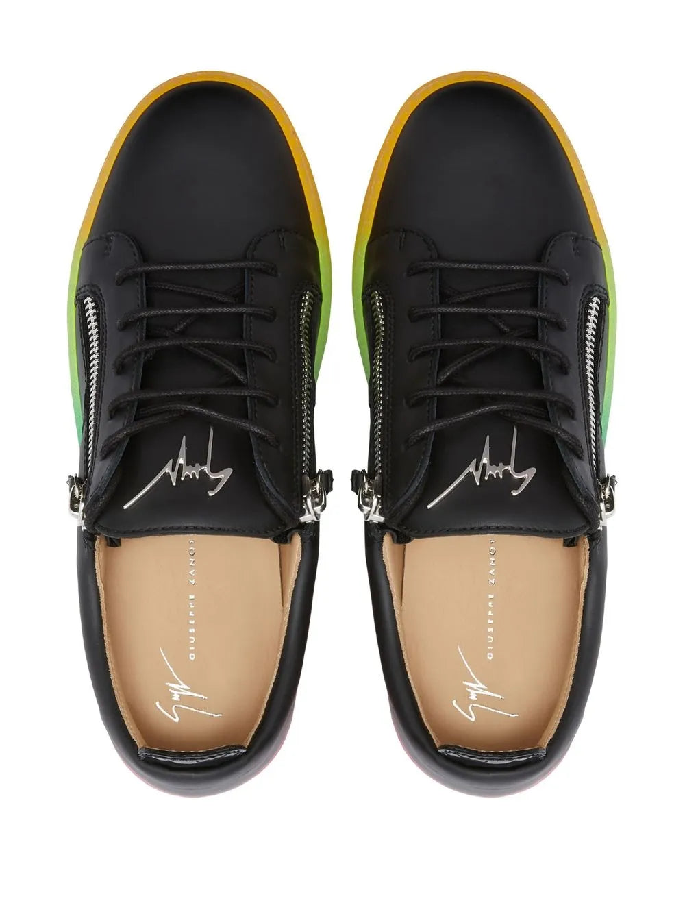 Giuseppe Zanotti Frankie Double-Zip Low-Top Rainbow-Sole Sneakers