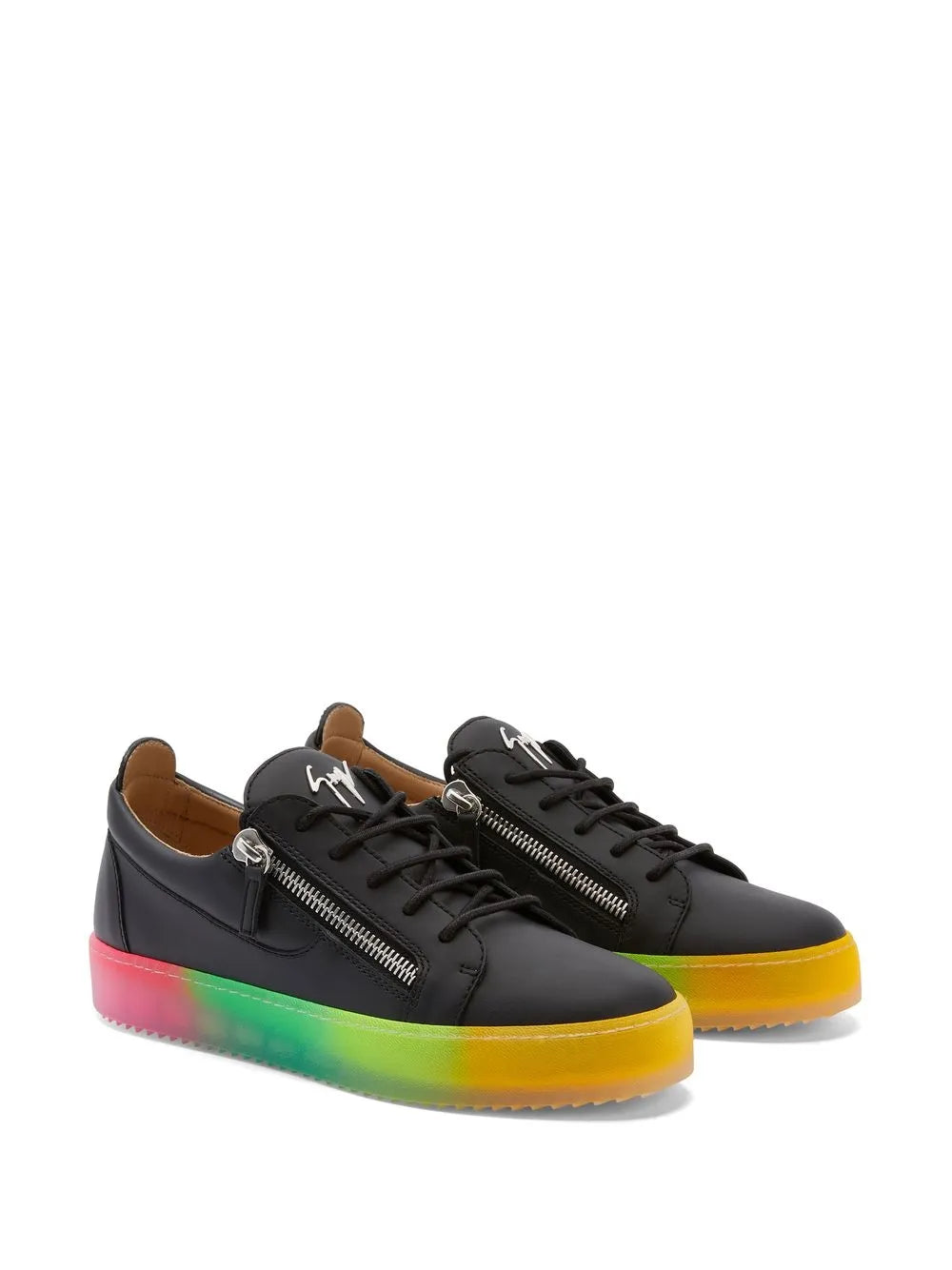 Giuseppe Zanotti Frankie Double-Zip Low-Top Rainbow-Sole Sneakers