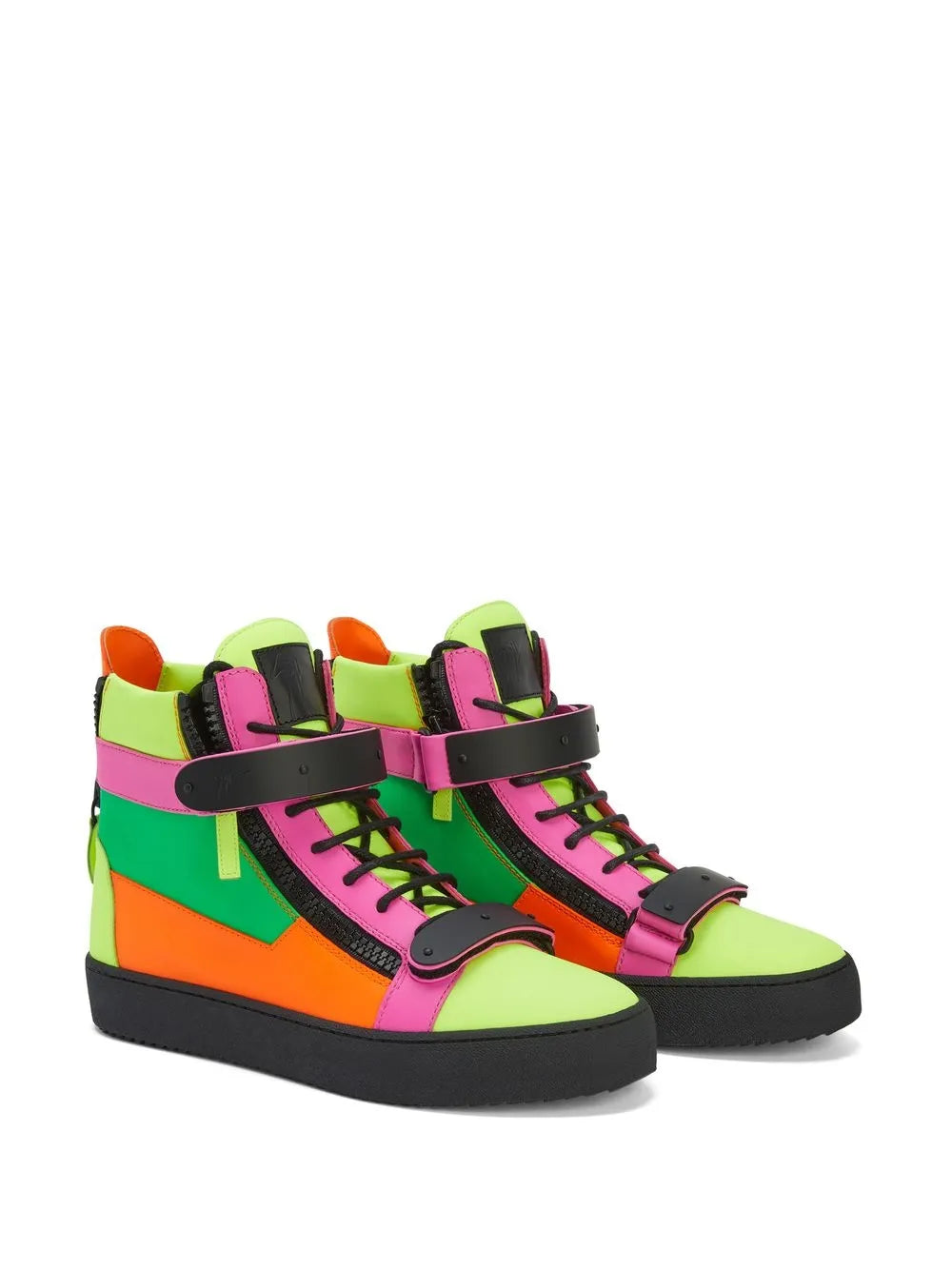 Giuseppe Zanotti Coby Leather Double-Straps Mid-Top Sneakers
