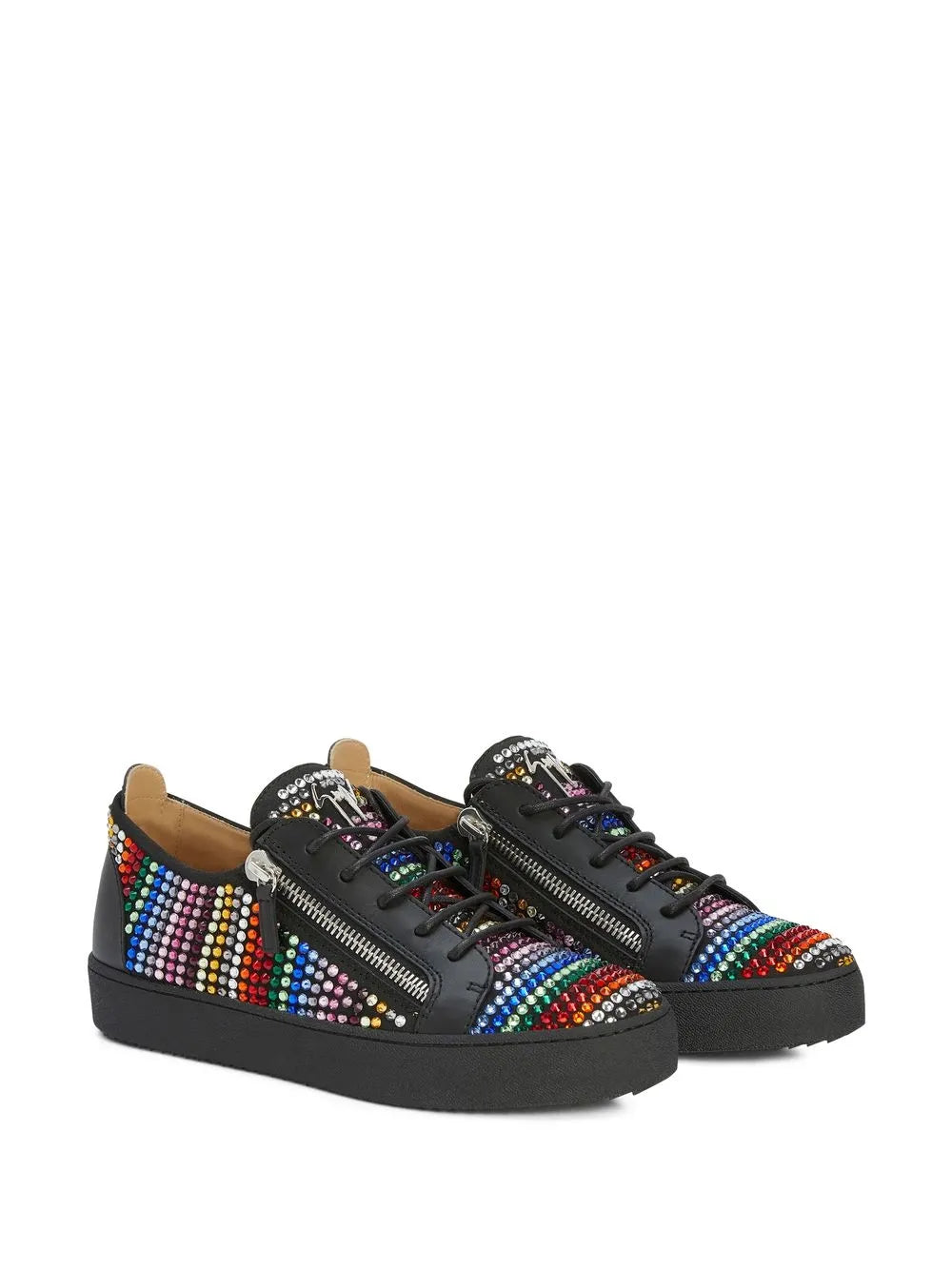 Giuseppe Zanotti Frankie Strass Double-Zip Low-Top Sneakers