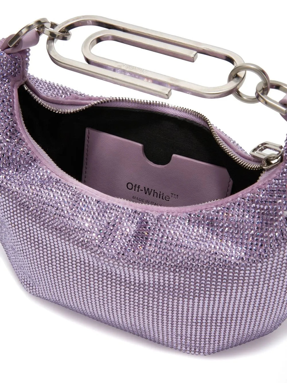 Off-Whitepaperclip embellished shoulder bag