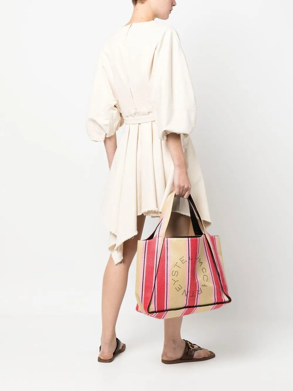 Stella McCartneystriped logo-print tote bag