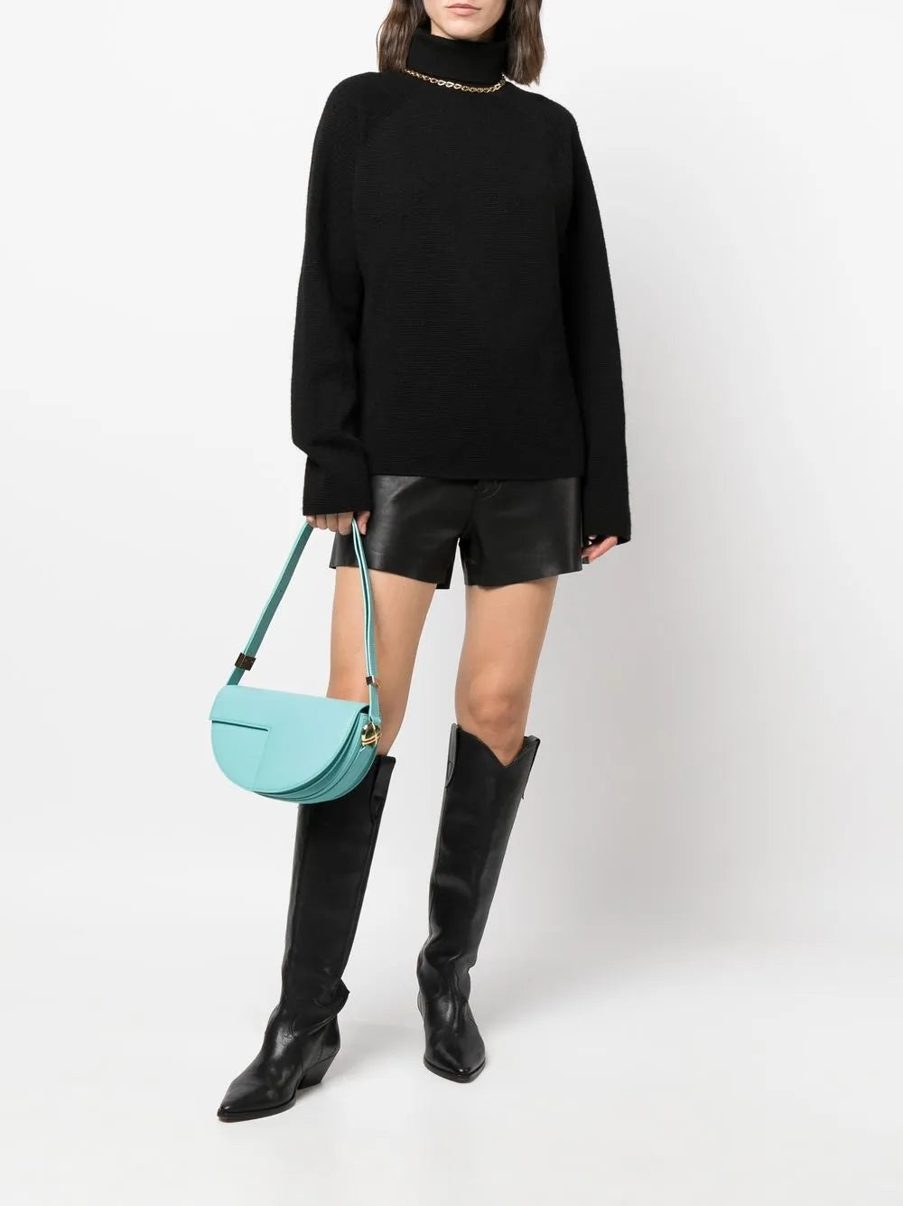 Patoupanelled calf-leather shoulder bag
