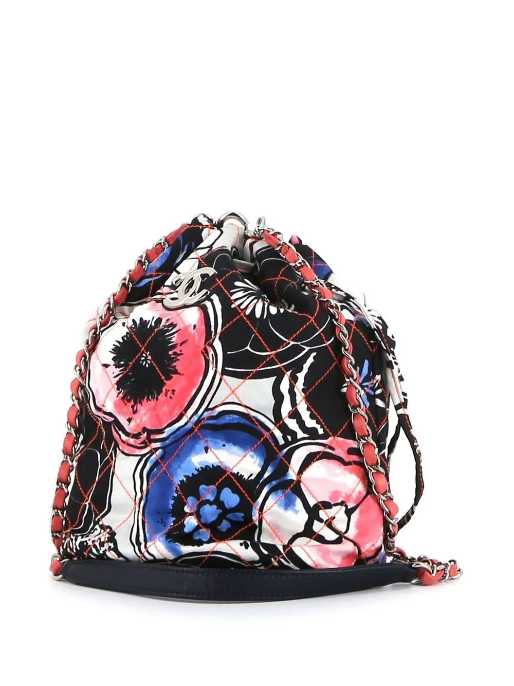 Pre-OwnedCHANEL Pre-Owned2010 floral diamond-quilted bucket bag