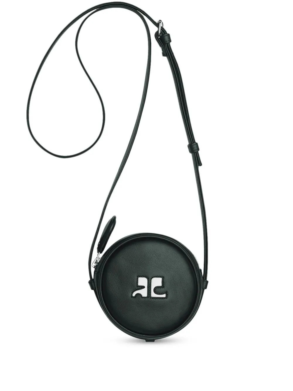 Courr?eslogo-patch circle leather bag