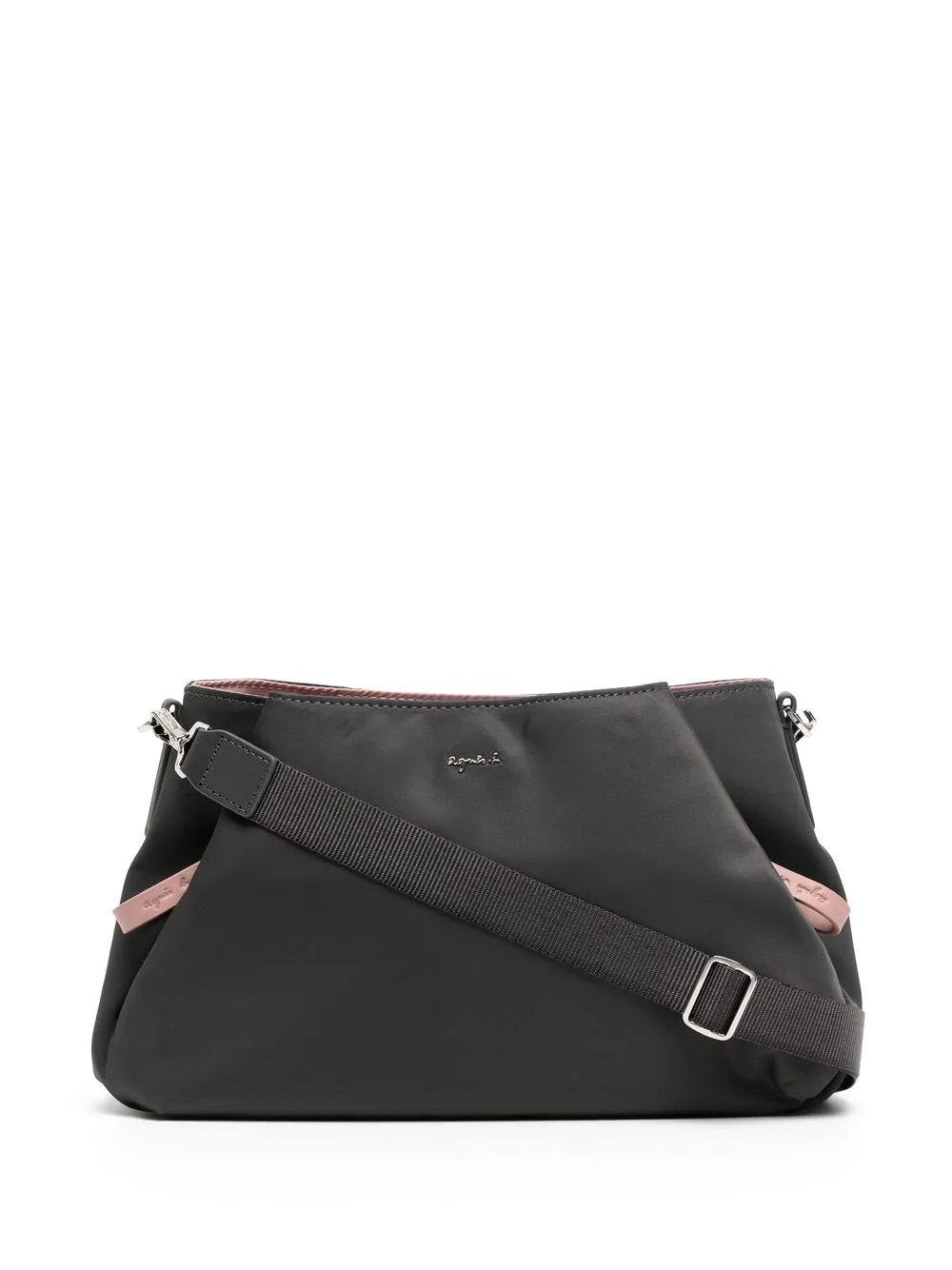 agnès b. logo-plaque satin shoulder bag