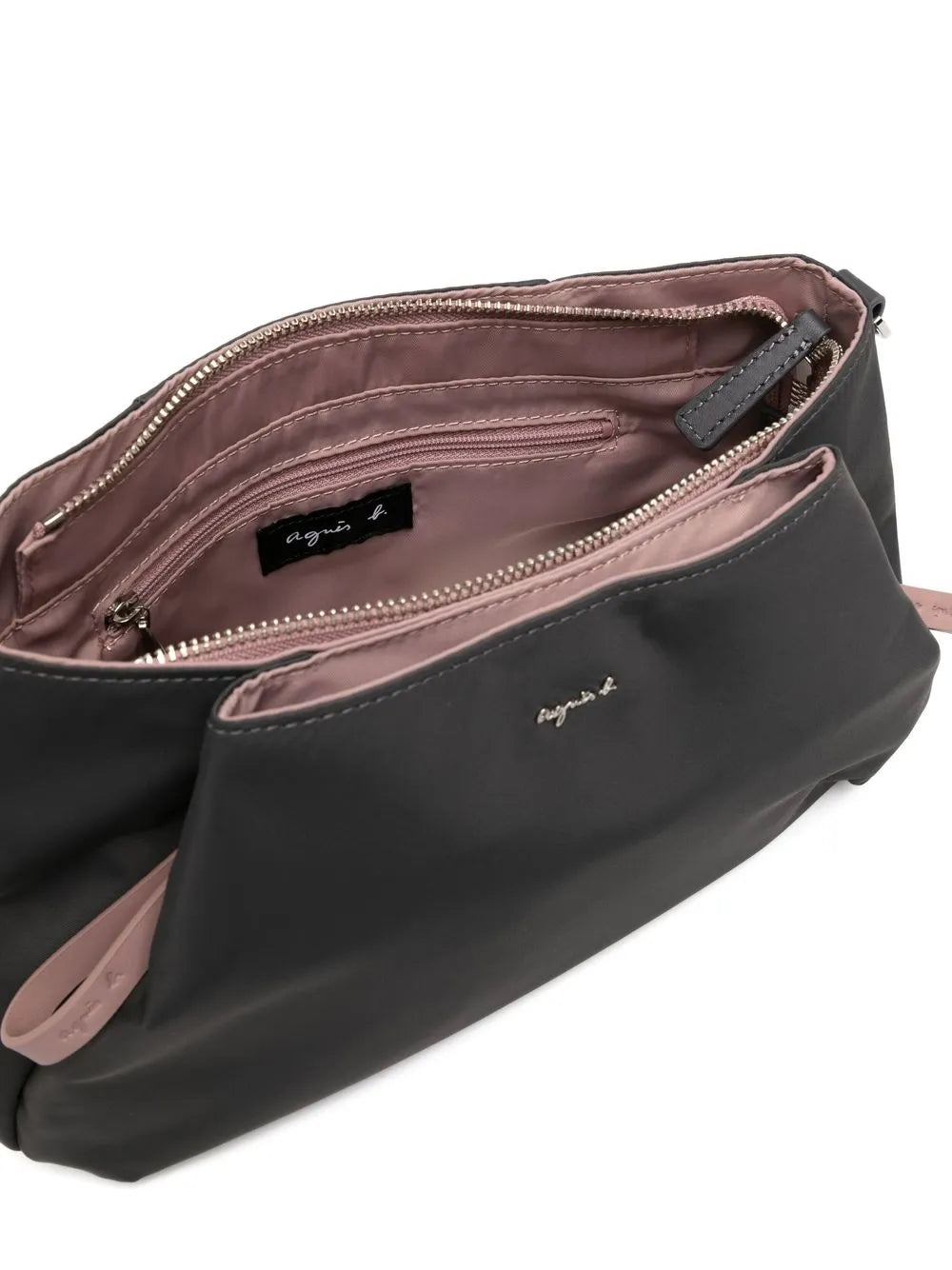 agnès b. logo-plaque satin shoulder bag