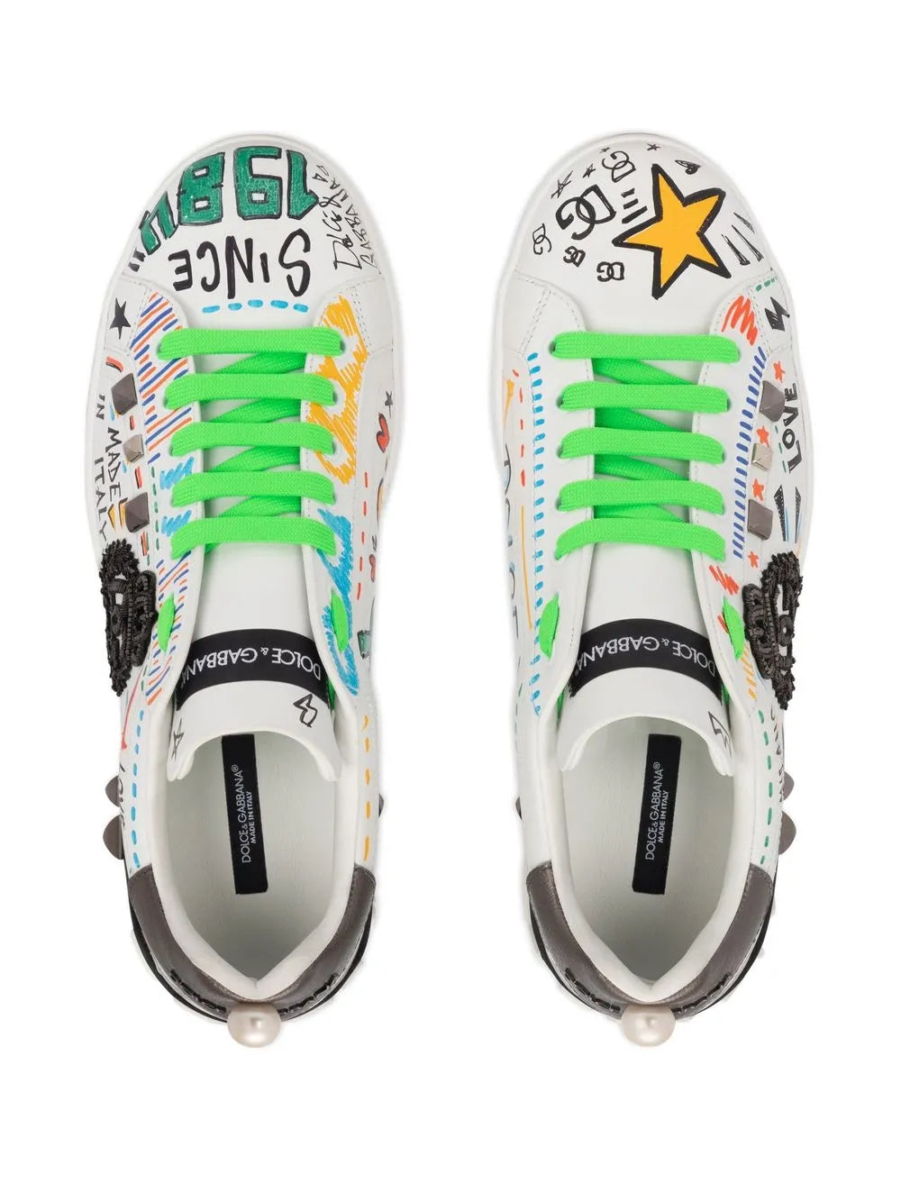 Dolce & Gabbana Portofino Studded Leather Sneakers