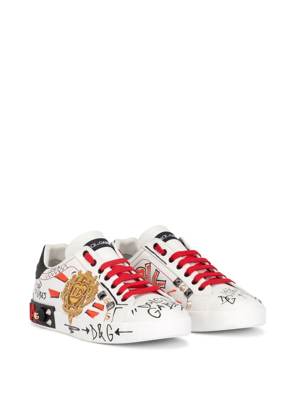 Dolce & Gabbana Portofino Studded Leather Sneakers