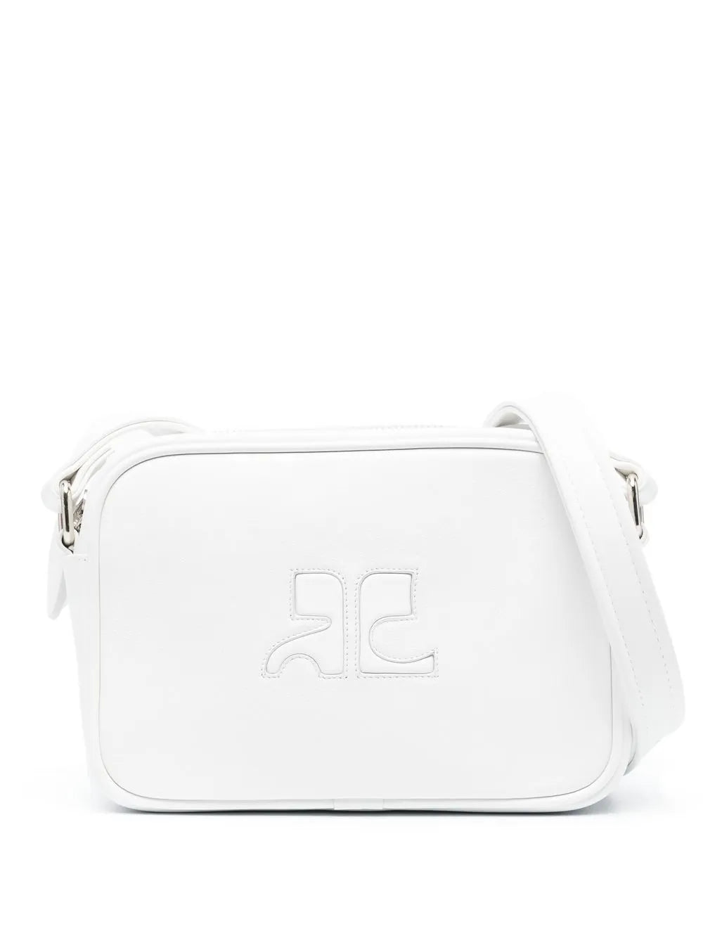 Courrègeslogo-patch leather camera bag