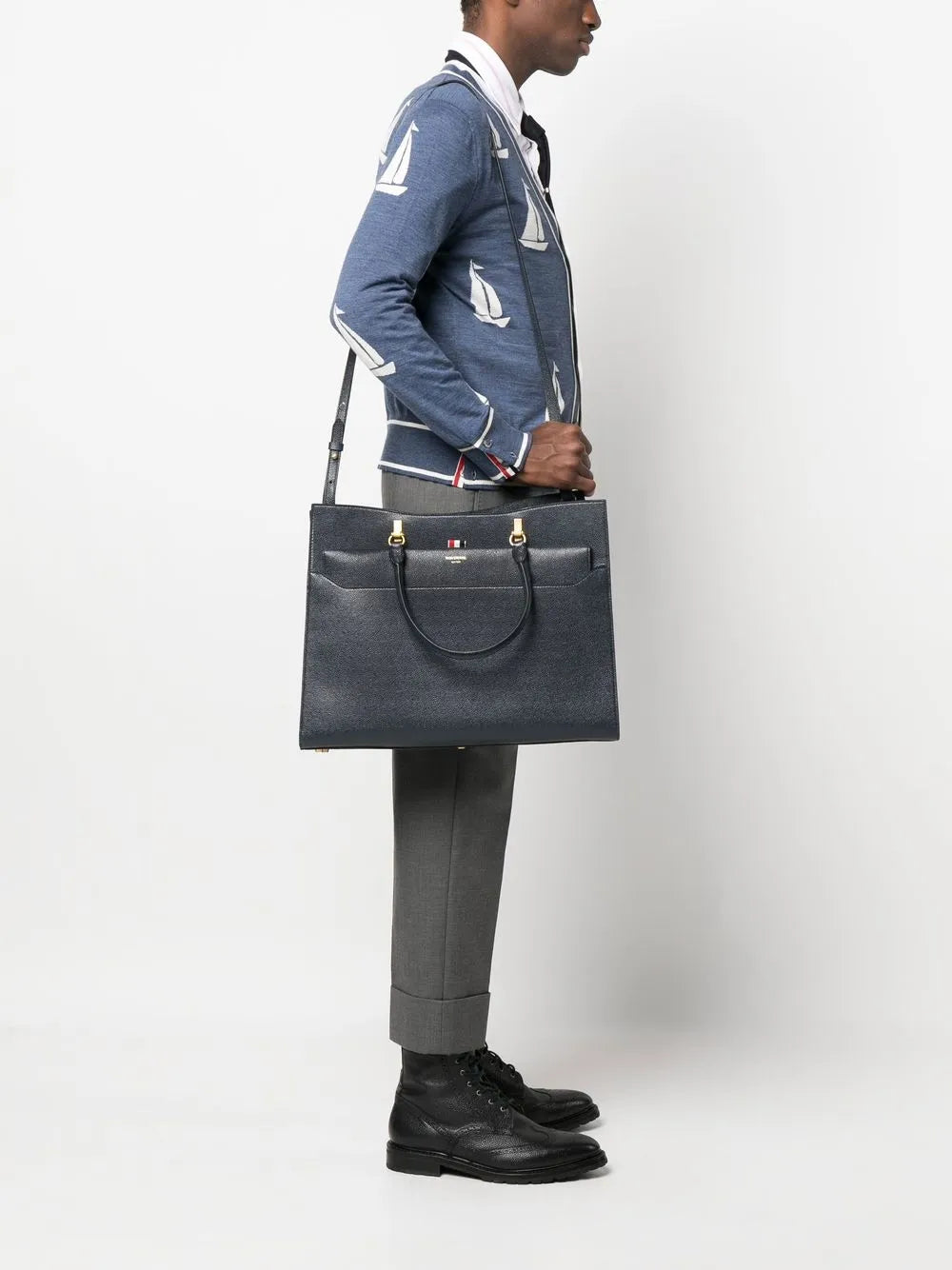 Thom Brownepebbled-leather Duet tote