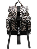 GANNIleopard-print buckled backpack
