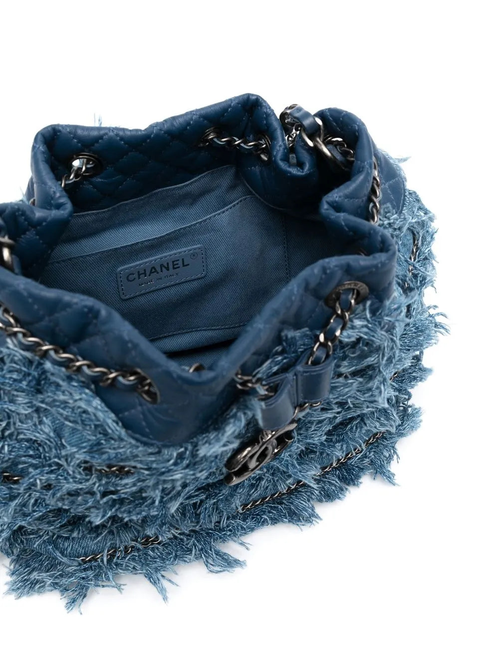 Pre-OwnedCHANEL Pre-Owned2014-2015 fringed denim bucket bag