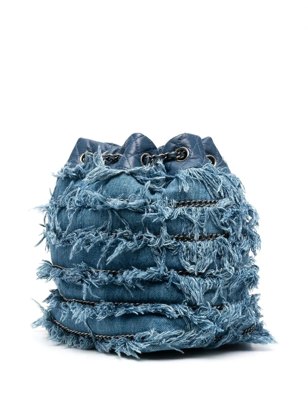 Pre-OwnedCHANEL Pre-Owned2014-2015 fringed denim bucket bag