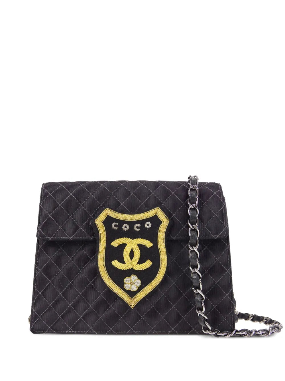 Pre-OwnedCHANEL Pre-Owned2005 emblem-patch denim shoulder bag