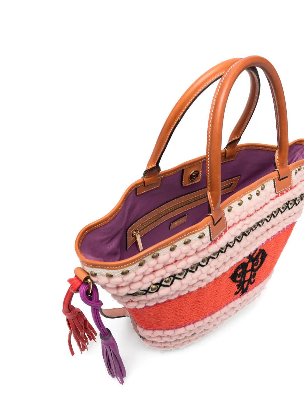 PUCCIembroidered logo striped tote bag