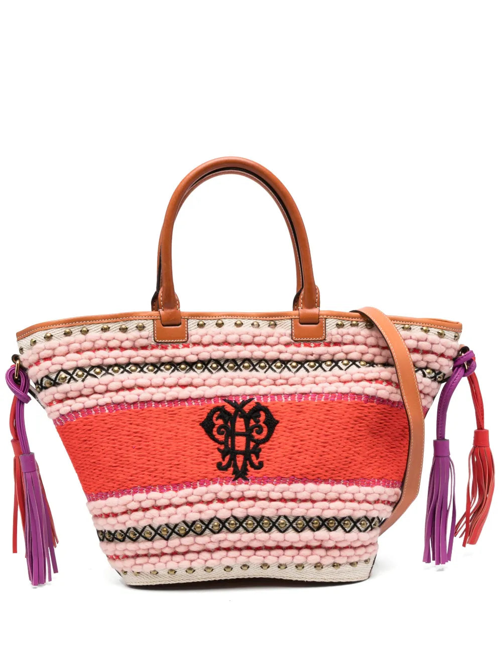 PUCCIembroidered logo striped tote bag