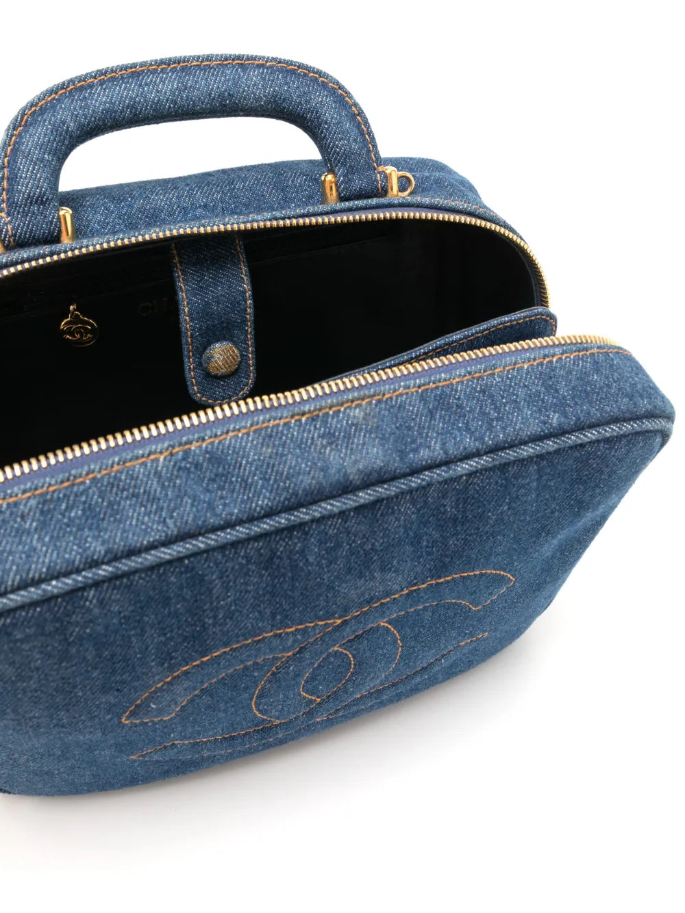 Pre-OwnedCHANEL Pre-Owned1997 CC stitch denim cosmetic handbag