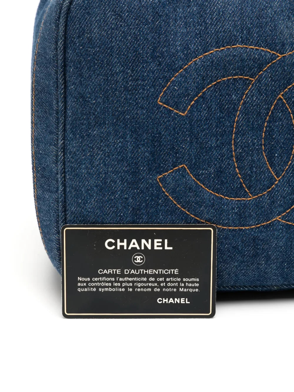 Pre-OwnedCHANEL Pre-Owned1997 CC stitch denim cosmetic handbag