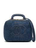 Pre-OwnedCHANEL Pre-Owned1997 CC stitch denim cosmetic handbag