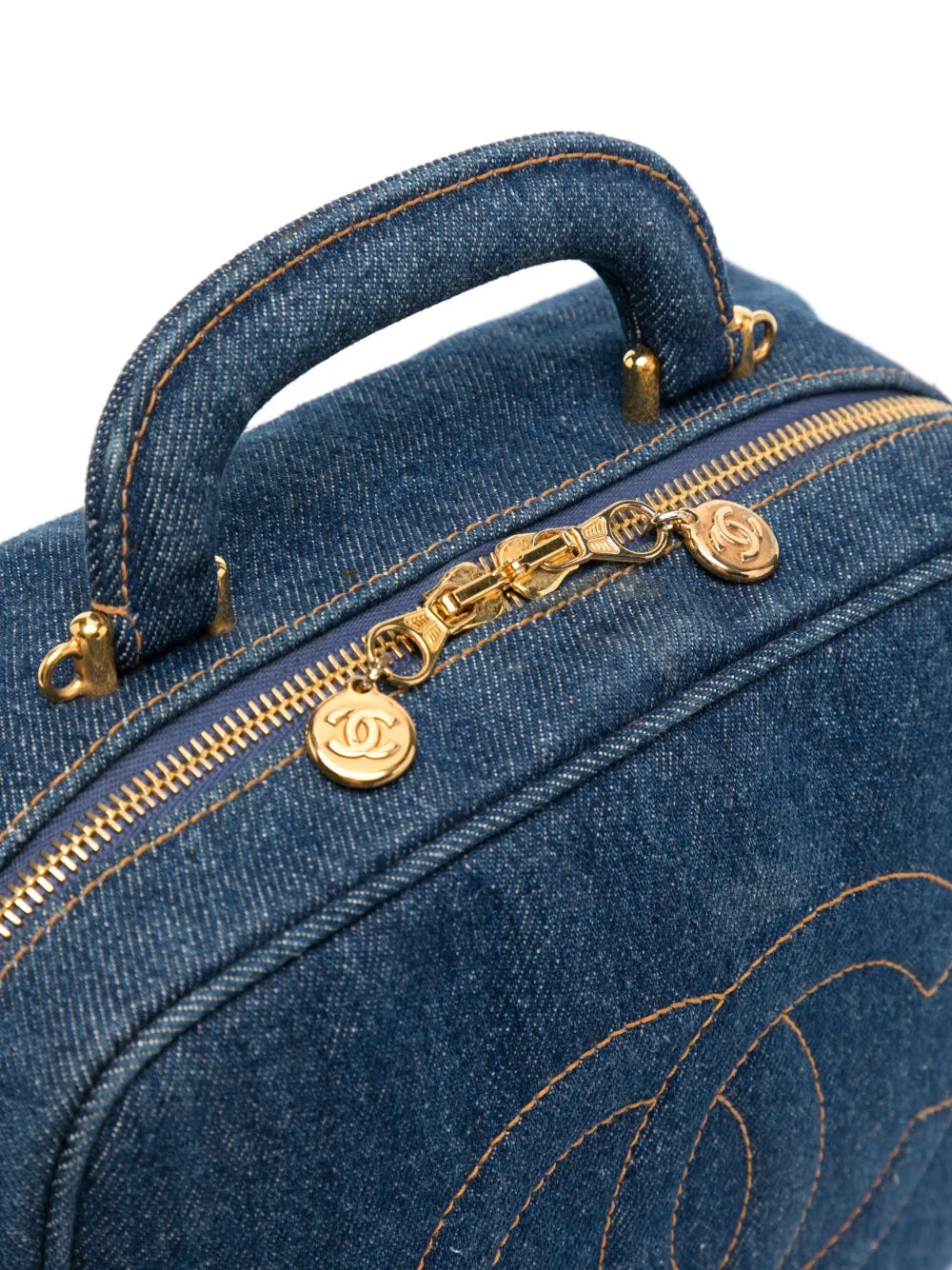 Pre-OwnedCHANEL Pre-Owned1997 CC stitch denim cosmetic handbag
