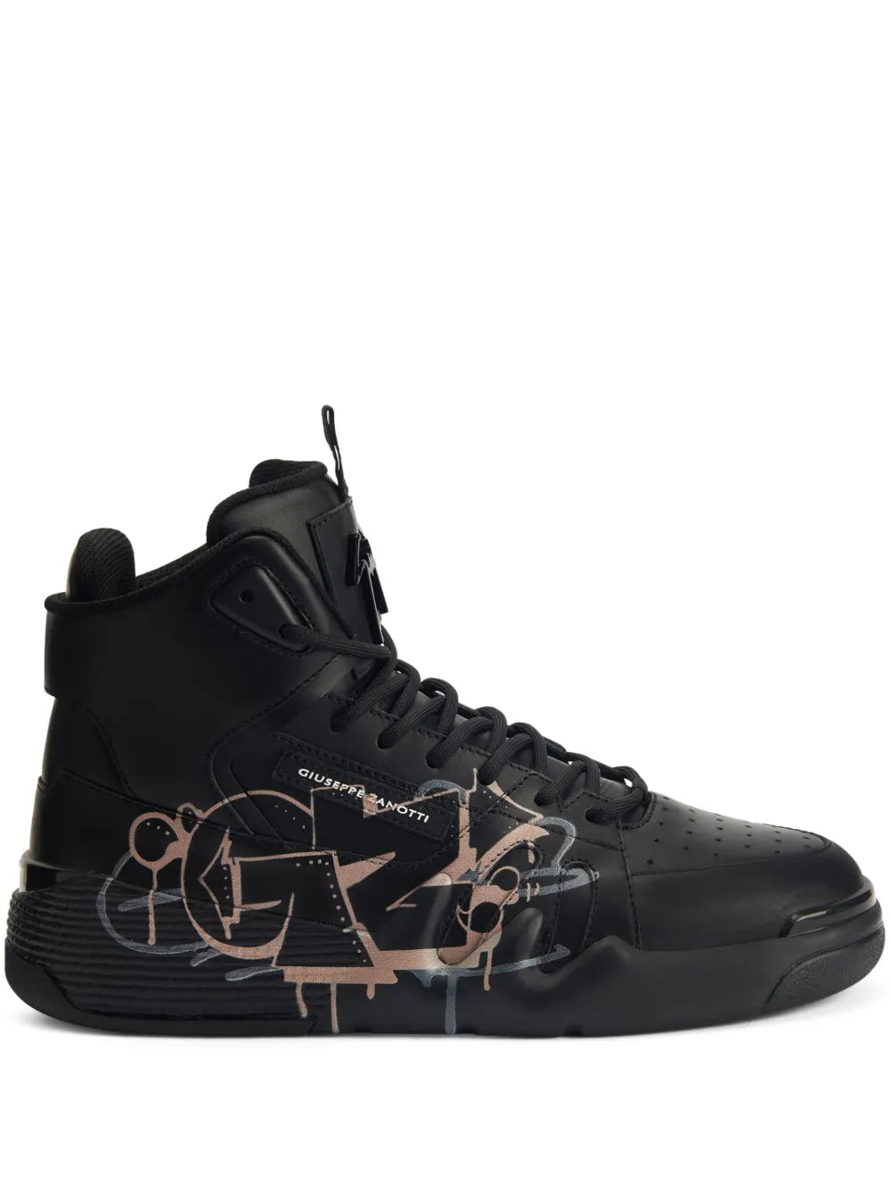 Giuseppe Zanotti Talon Graffiti-Print Leather High-Top Sneakers