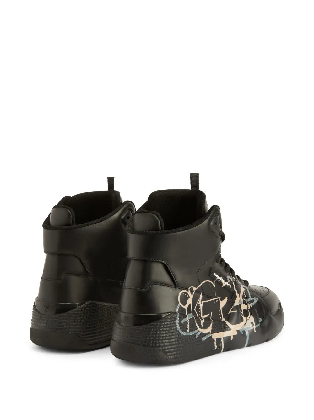 Giuseppe Zanotti Talon Graffiti-Print Leather High-Top Sneakers