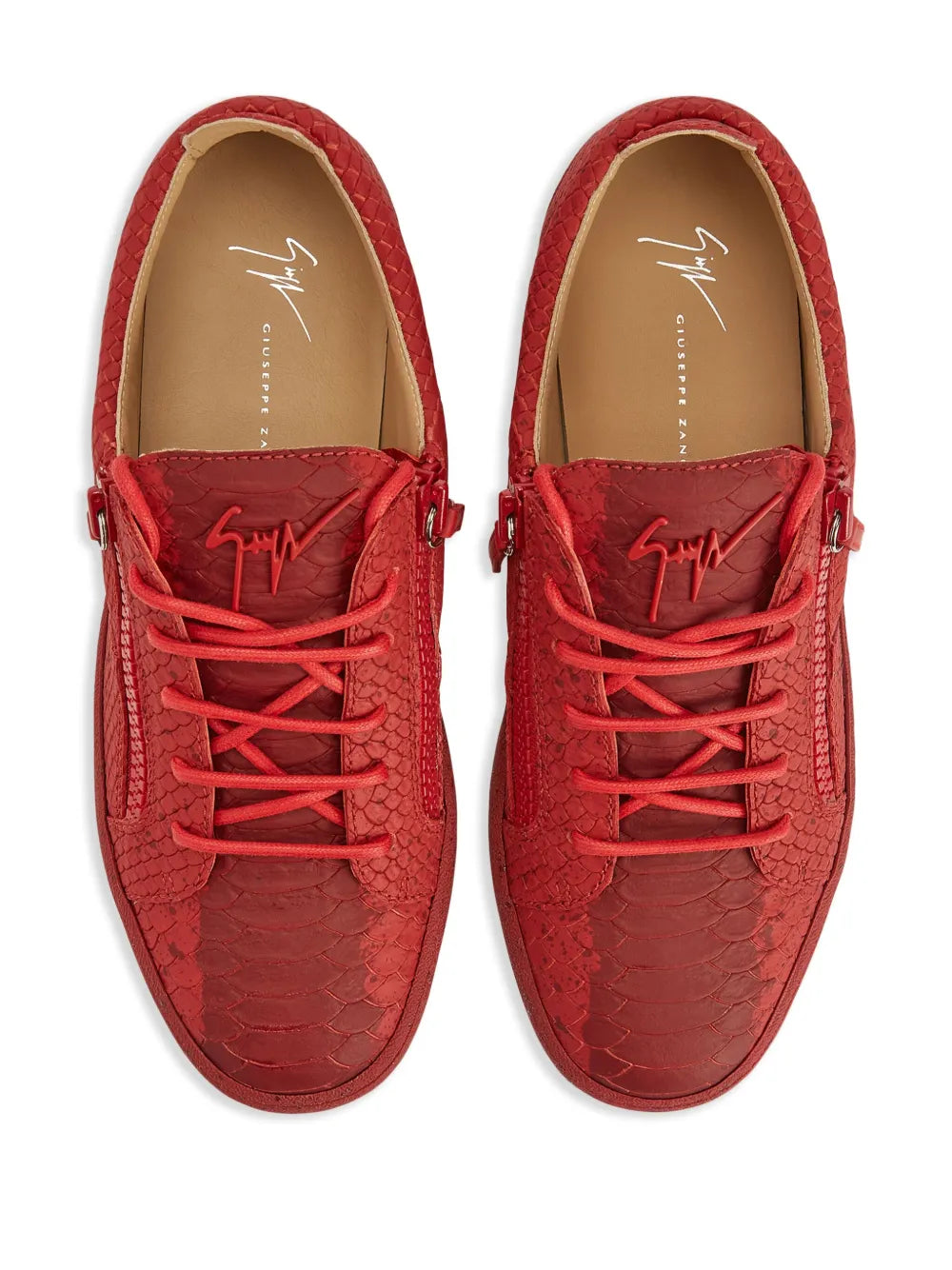 Giuseppe Zanotti Frankie Snakeskin-Effect Double-Zip Low-Top Sneakers
