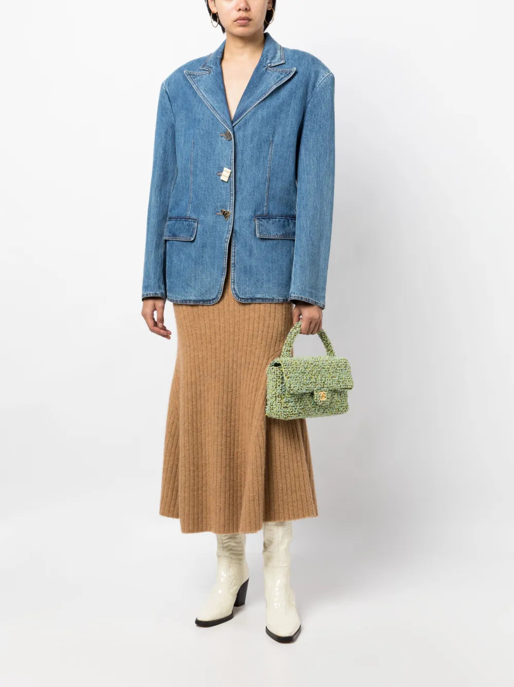 Pre-OwnedCHANEL Pre-Owned1992 tweed CC turn-lock bag