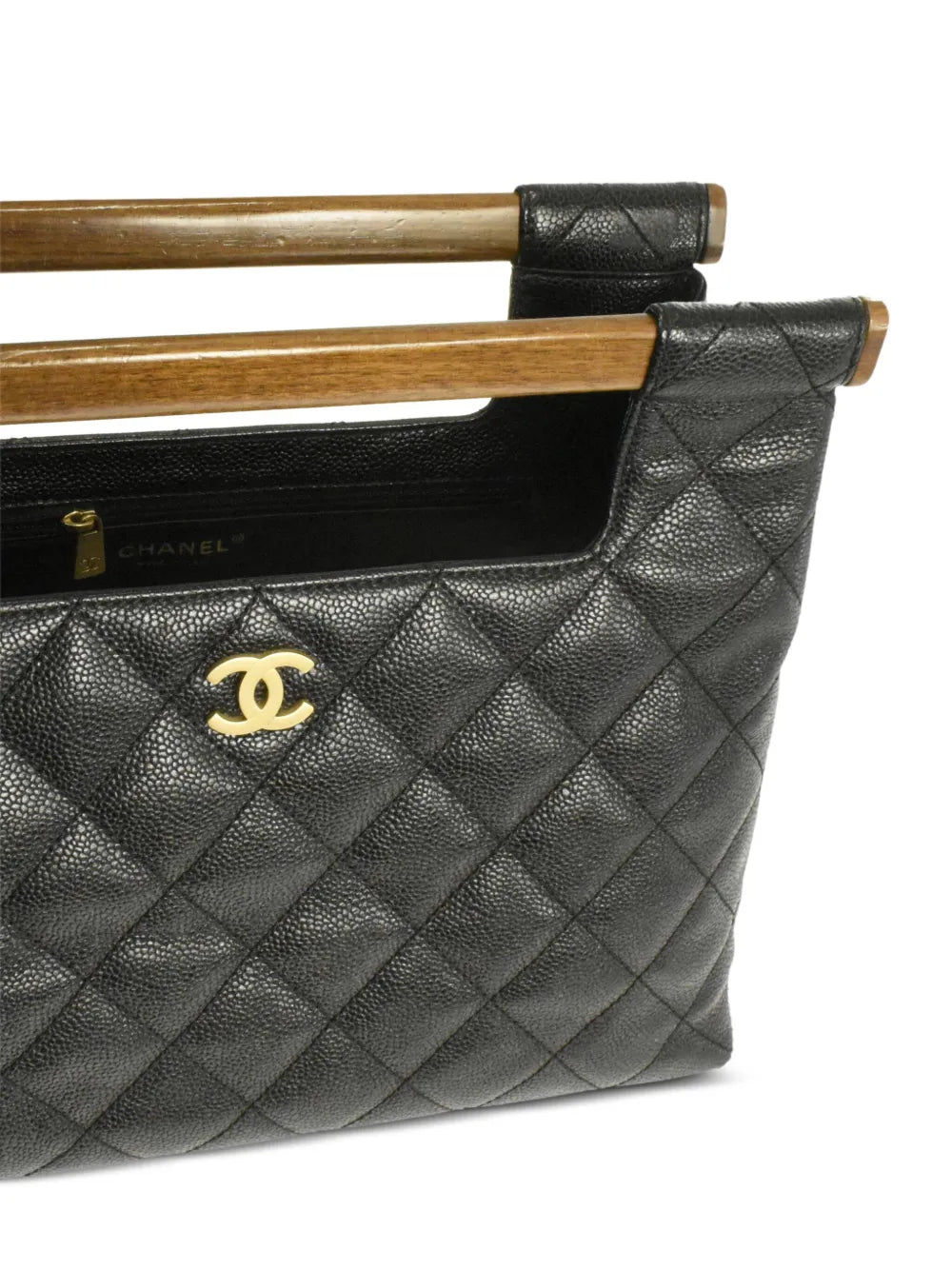 Pre-OwnedCHANEL Pre-Owned2003 wood handle CC handbag