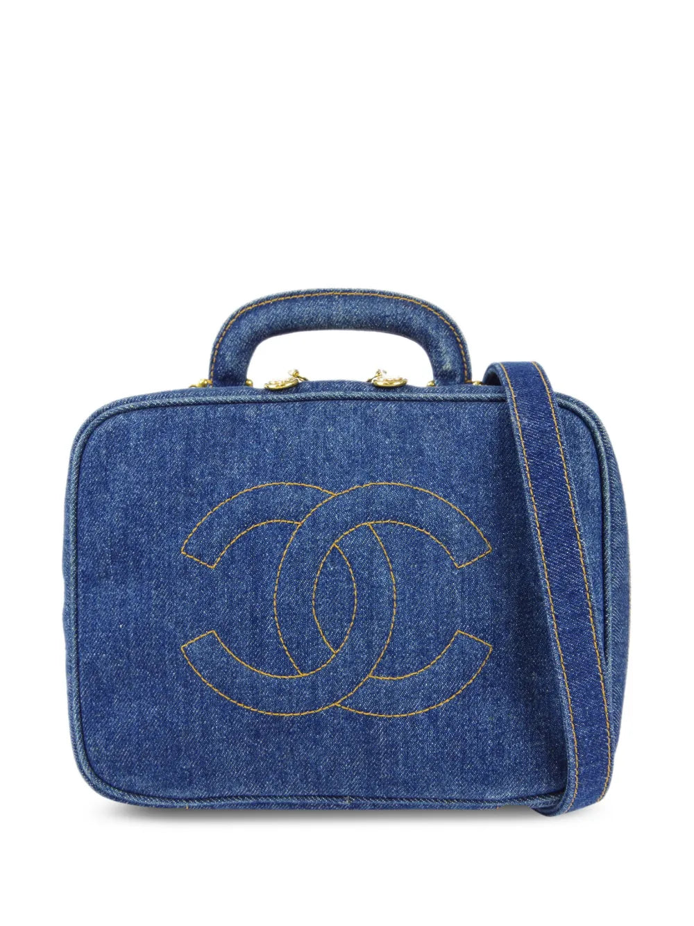 Pre-OwnedCHANEL Pre-Owned1997 CC two-way denim vanity bag