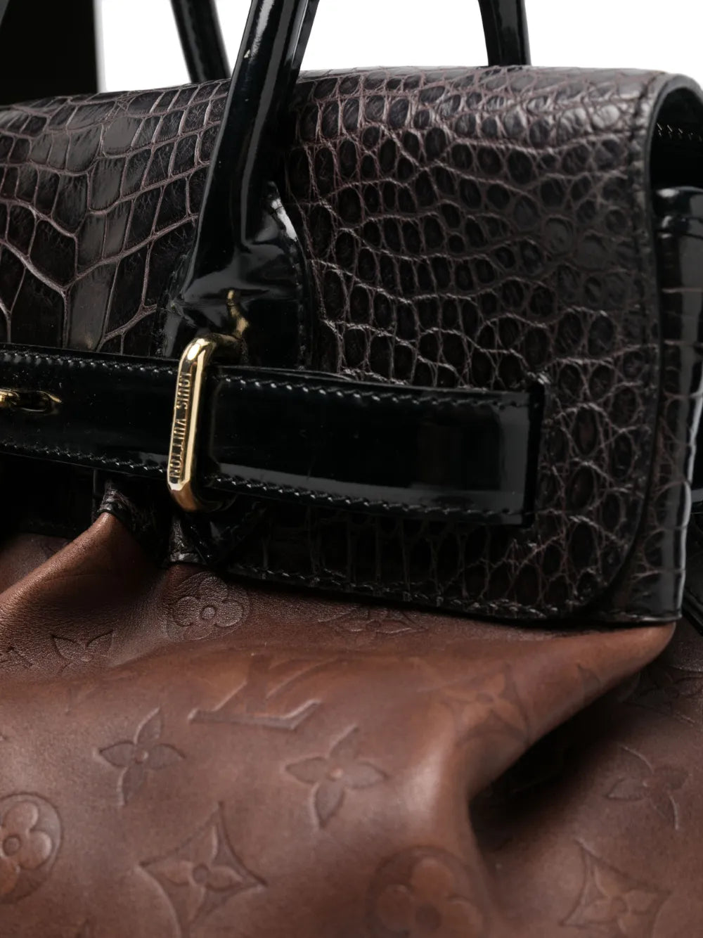 Pre-OwnedLouis Vuitton Pre-OwnedMonogram Debossed box-pleat detail panelled handbag