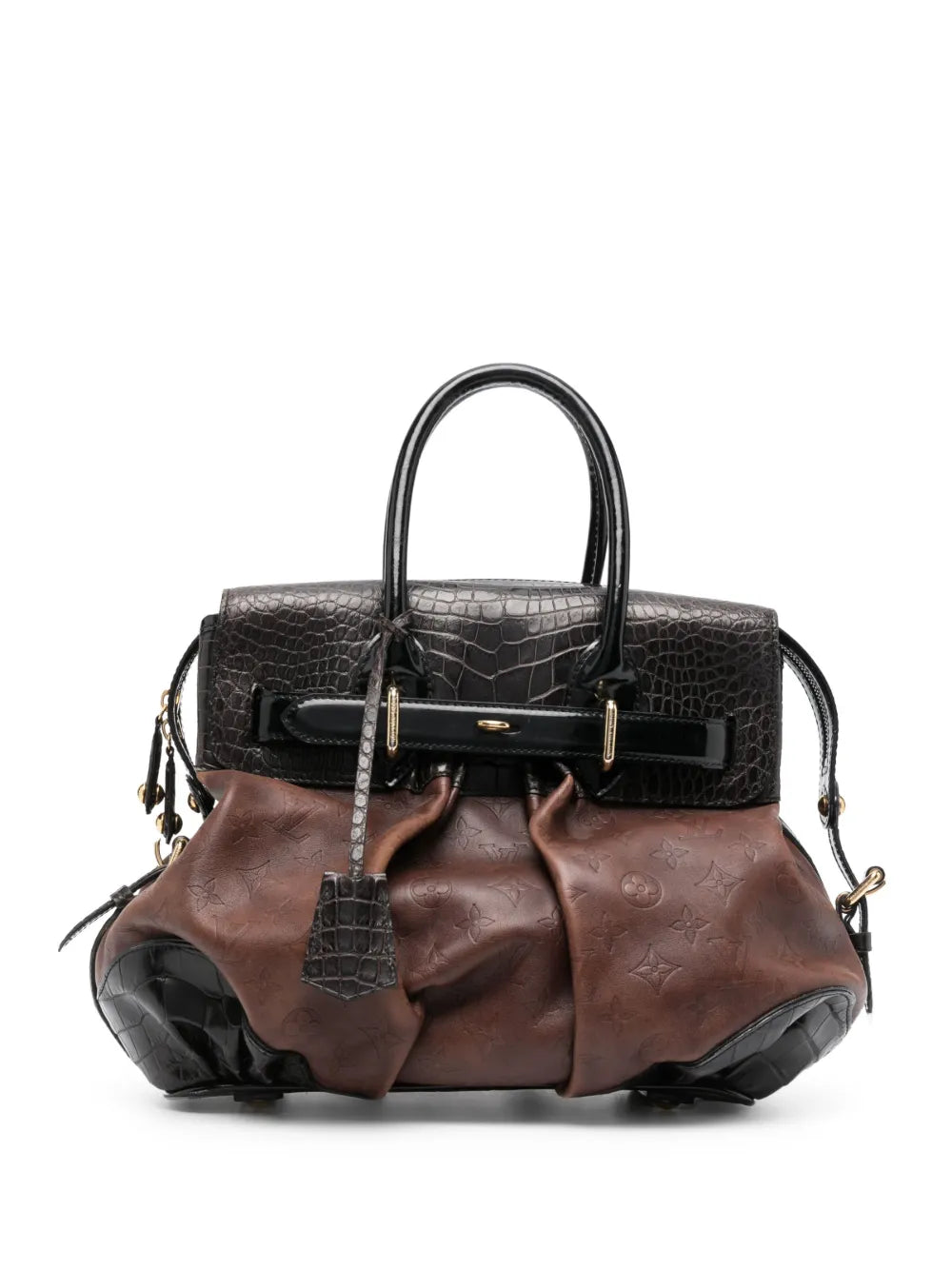 Pre-OwnedLouis Vuitton Pre-OwnedMonogram Debossed box-pleat detail panelled handbag